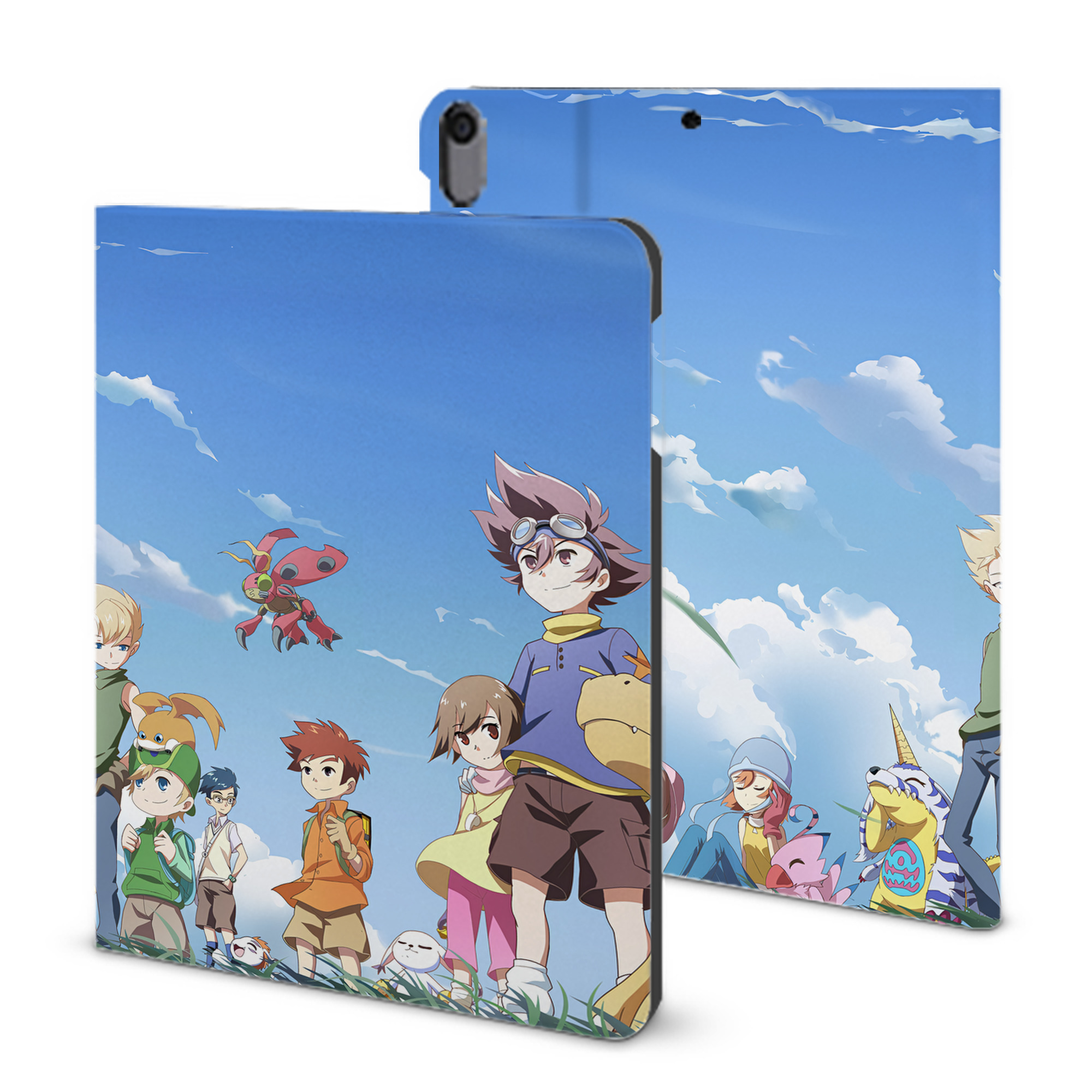 （画像用） Digimon デジタルモンスター/デジモン IPad ケース ブック型 PUレザー TPU 耐衝撃 軽量 薄型 ペン収納なし 全面保護 IPad 各モデル対応